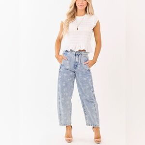 Light Wash Floral Print High-Rise Women’s Jeans